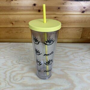 2017 Starbucks 24 Oz. Acrylic Venti Cold Cup Tumbler Clear Eyes Winking *READ*